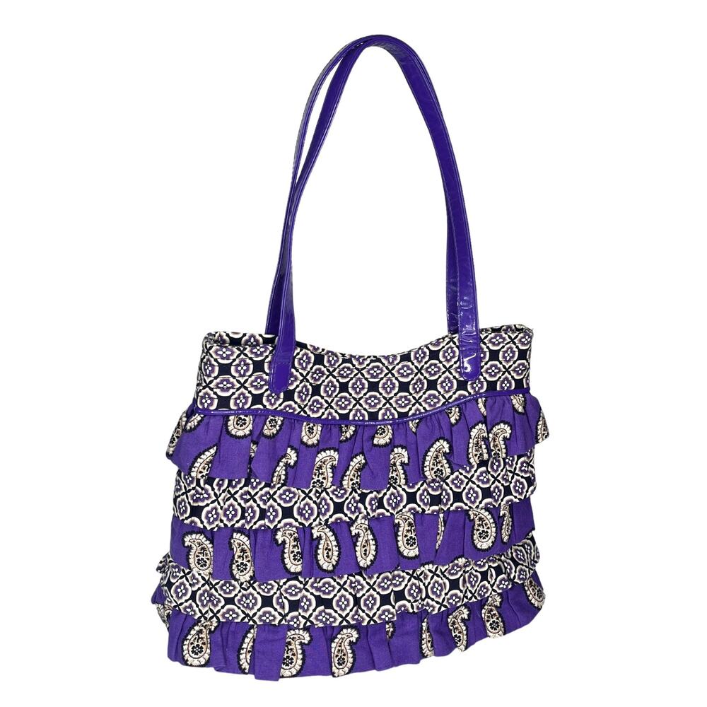 Vera Bradley Ruffle Handbag Simply Violet Cha Cha Purple Paisley Shoulder Purse